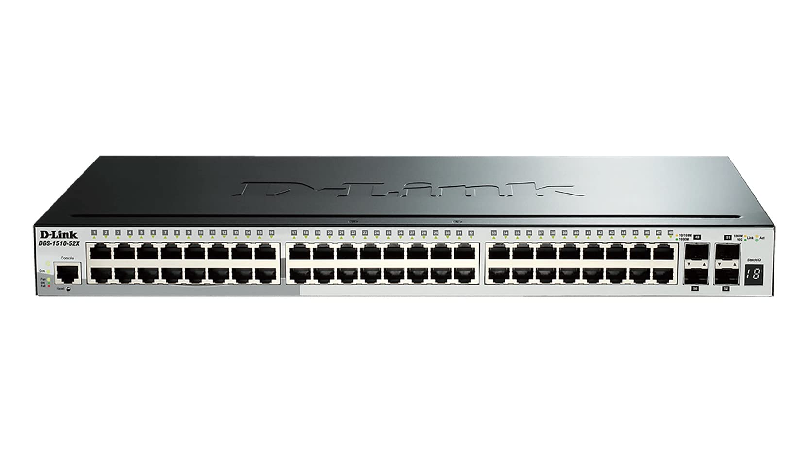 D-Link DGS-1510-52X/E, 52-Port Smart Managed Gigabit Stack Switch (48x 10/100/1000 Mbit/s Ports, 4X 10G SFP+) - Nur EU-Netzkabel