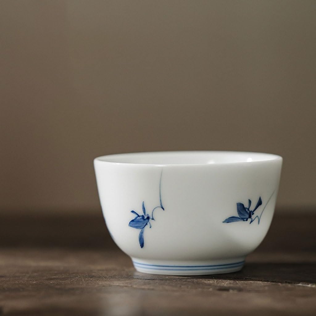 GSOUL Kungfu Tea cup Simple Tea Set Hand-painted Butterfly Orchid Cup Kung Fu Personal Host Home Office Drinking Small Tea Cups