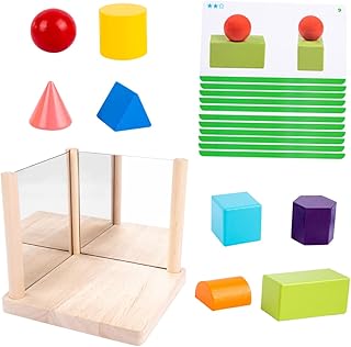 HONMEET 1 Conjunto De Blocos De Construção De Espelho Brinquedo Crianças Brinquedos De Madeira Blocos De Construção Para Crianças Kidcraft Playset Iluminação Brinquedo Brinquedos