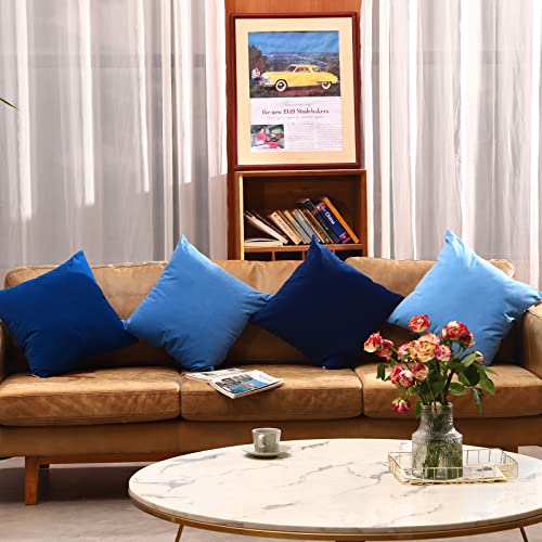 Tayis Dark Blue Throw Pillow Covers, Accent Velvet Soft Square Pillow Covers 18X18In Set Of 4, Neutral Decorative Pillows Suitable For Sofa Couch Bedroom Car Home #TOP1