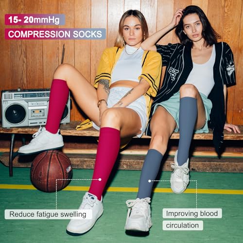 Image of Iseasoo 4 Pairs Compression Socks for Women Circulation-Best Support for Nurses,Running,Athletic,Travel