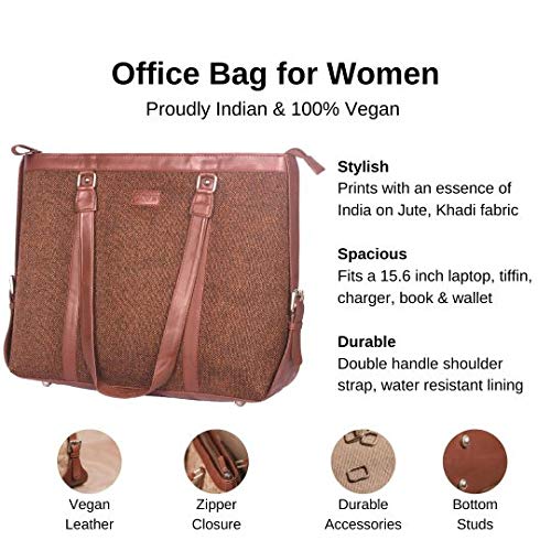 Image of ZOUK Vegan Leather Women's Office Bag for 15.6 inch Laptop, MacBook