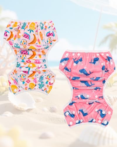 Image of ALVABABY Baby Swim Diapers 2pcs Reuseable Washable & Adjustable for Swimming Lesson & Large Size for Baby Girl ZYK103-D118