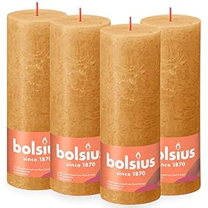 BOLSIUS – Rustik Kerze – Ockergelb – 19 cm – 4 Stück – Unparfümierte