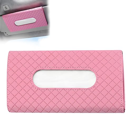 Image of Luxury Diamond Pattern Car Tissue Holder for Visor with Facial Tissues Pink