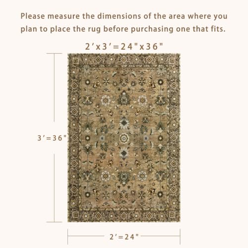 Image of Tangsoo Brown 2x3 Washable Rugs for Entryway, Non Slip Small Area Rug