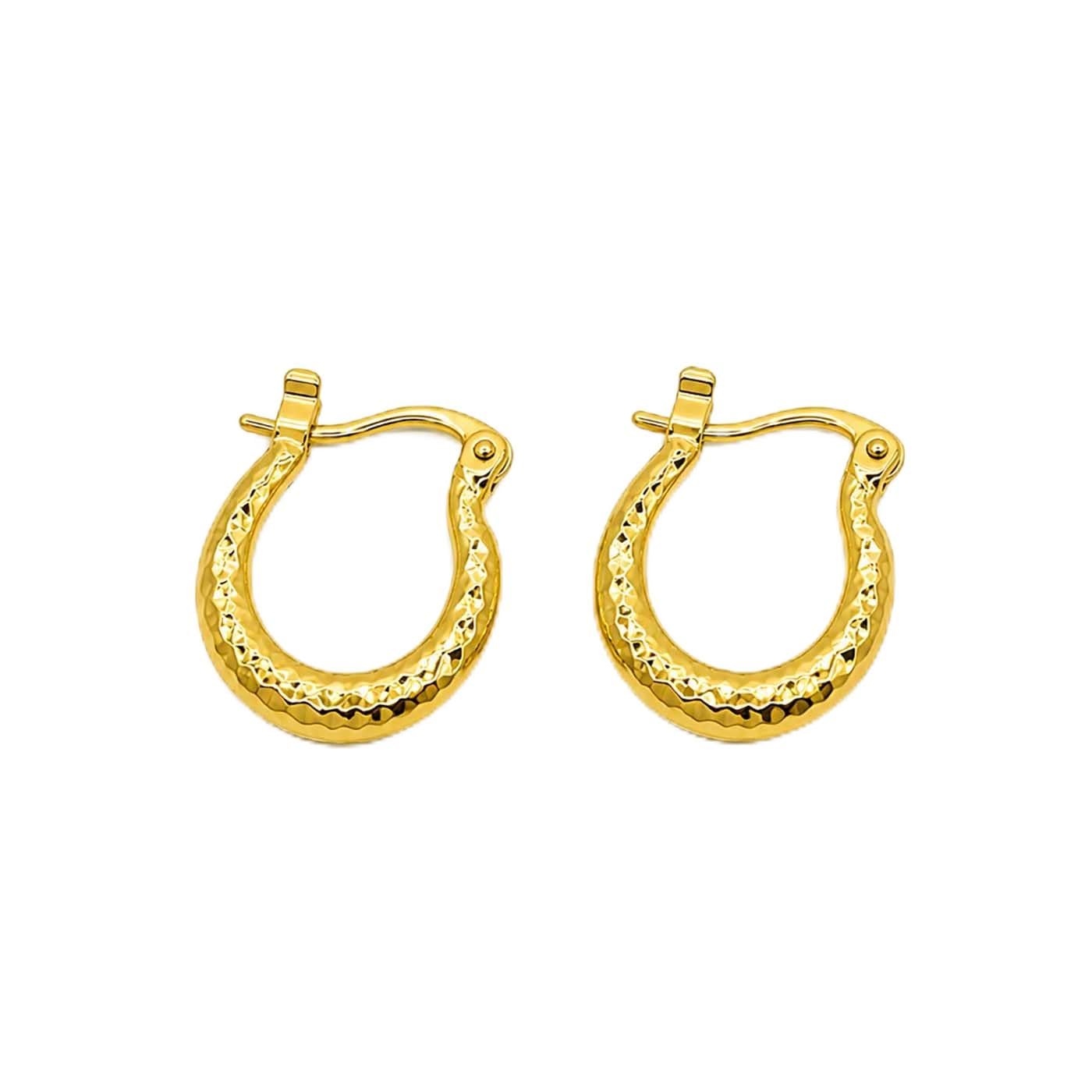 (1 Pair) Unisex Fancy & Stylish Trending Stainless Steel Golden Kundal Bali/hoop Round Crescent Shaped Textured Design Clip on Metal Ear Piercing Earrings for Men & Women-image-4