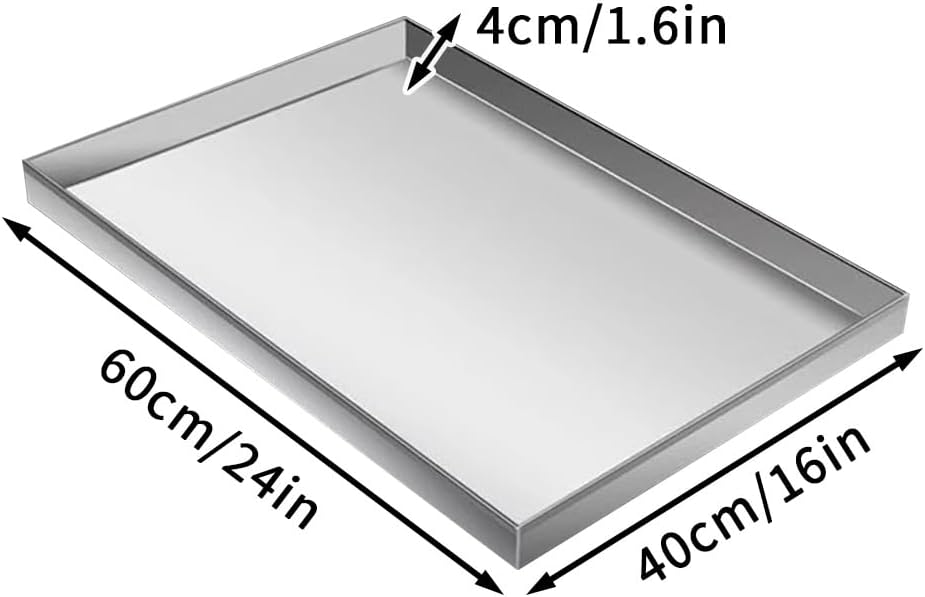 Stainless Steel AC Drip Pan for Window Air Conditioner - 60x40cm (24x16in) Drain Tray, Durable Drip Tray for AC Unit, Prevent Water Damage, Easy to Clean