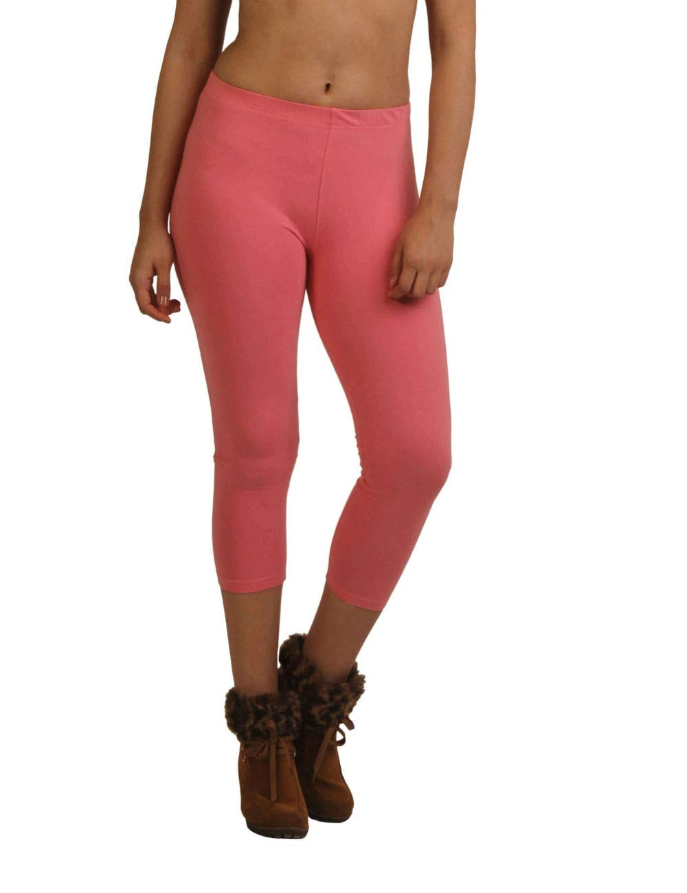 frenchtrendz Women's Cotton Spandex Stretchable Mid Rise Slim Fit Legging Capris (XS-4XL)-picture-7