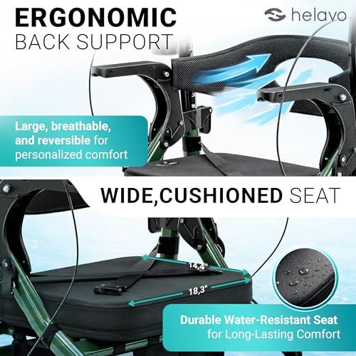 Image of Helavo Wide 2 in 1 Walker Wheelchair Combo, All Terrain 10 inch Wheels