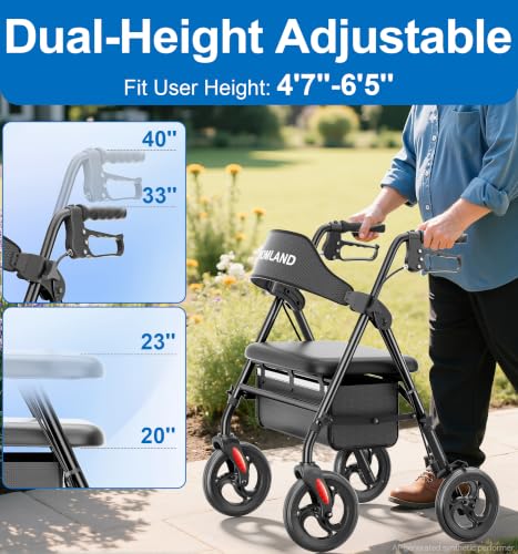 Image of HOMLAND Bariatric Walkers for Seniors with Seat, 500lb Heavy-Duty Rollator