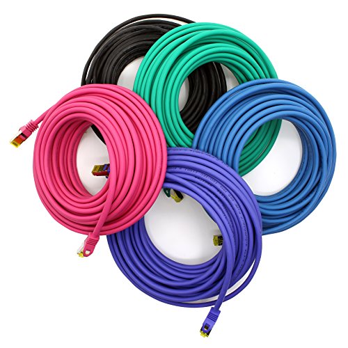 1aTTack.de Cat.7 network cable 7.5 m 5 colors 5 pieces Cat7 Ethernet cable network LAN cable raw cable 10 Gb s SFTP PIMF LSZH set patch cable with Rj 45 plug Cat.6a - Image 4