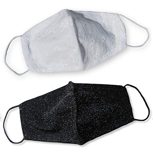 Set 2 Pezzi, Mascherina Facciale, Fodera 100% Cotone, Lavabile, Riutilizzabile, per Adulto e Bambino (Luxury 3, Adulti)