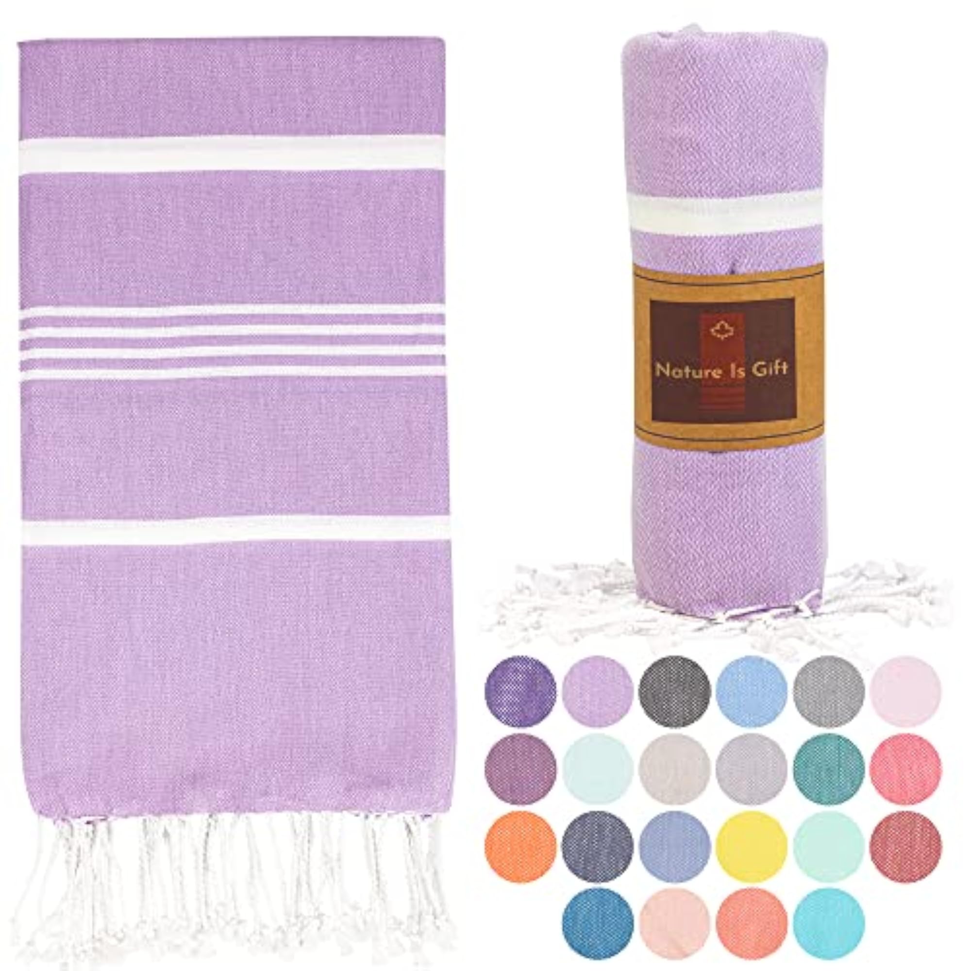 Lilac Turkish Peshtemal Towels, 100% Cotton