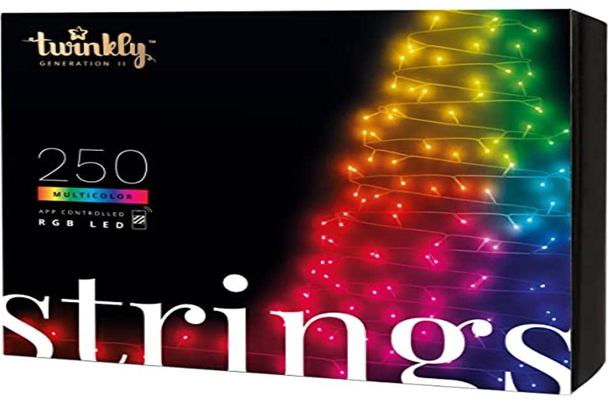 Twinkly - TWS250STP 250 RGB-Multicolor-LED Lichterkette - App-gesteuerte LED Weihnachtsbeleuchtung mit schwarzem Kabel (20m) - Unterstützt IoT & Razer Chroma - Dekorationen für Innen- und Außenbereich