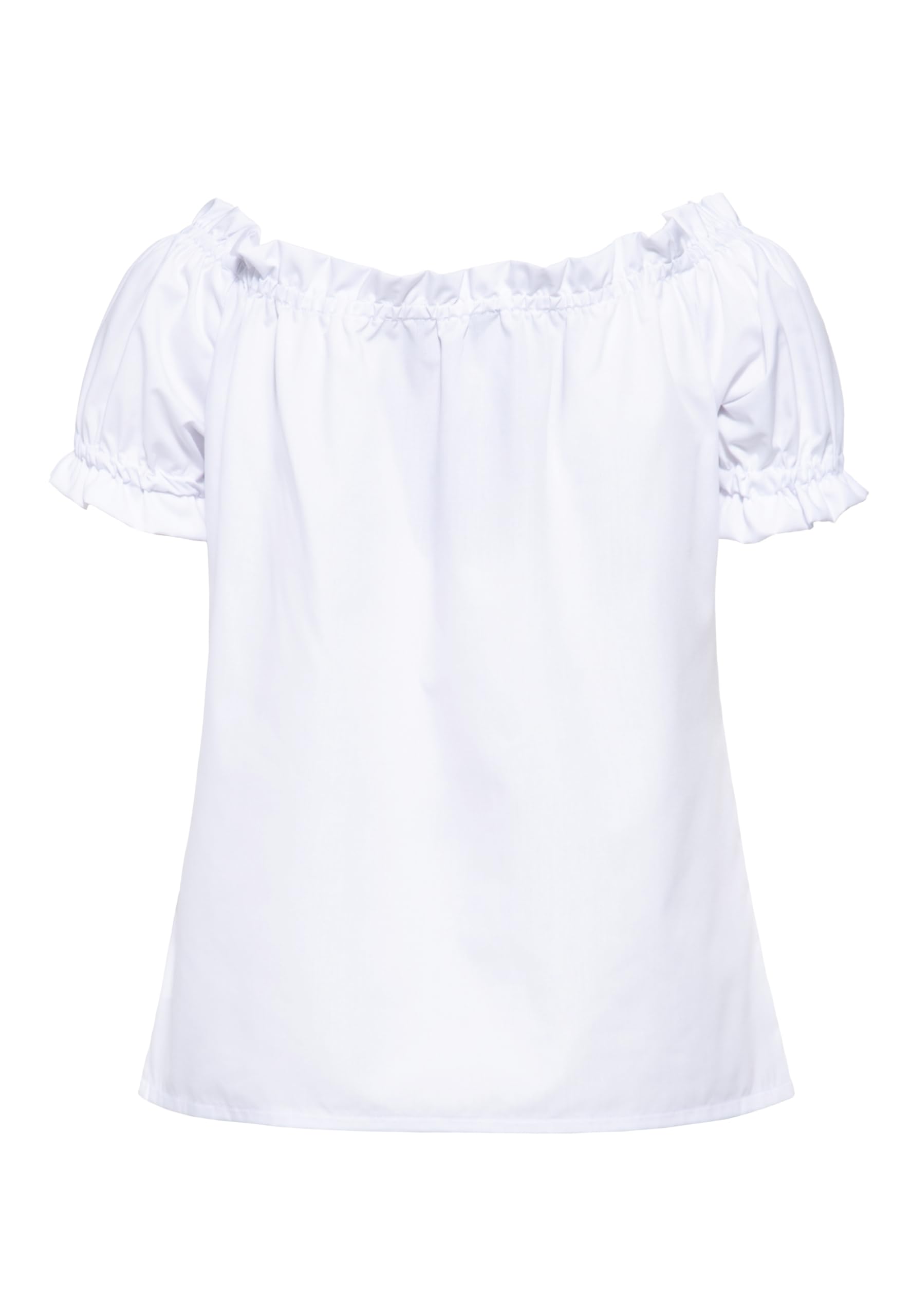 Queen Kerosin Top da donna Carmen | Basic | Volant | Off-Shoulder | Uni | Spalla | Maniche a sbuffo | Vintage | Retro | 50S | Rockabella
