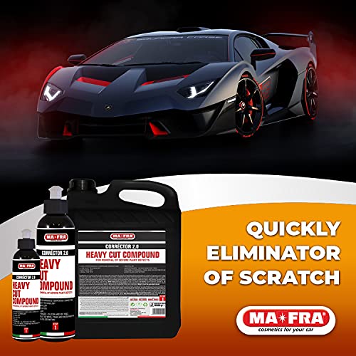 Image of MAFRA Ultimate Formula Corrector 3.0 Heavy Cut Rubbing Compound Polish(250g) for Car Paint Defects, Swirl Marks Scratch Removing | Micro-Abrasive, High Gloss, Water Based|Use-Orbital & Rotary Machine