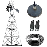 Outdoor Water Solutions AWS0011 12-Foot Windmill Pond Aerator – Galvanized 3-Legged Aeration System – 4.5 CFM Output – BalCam Technology – Aerates Ponds Up to 1 Acre