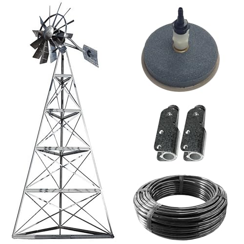 Outdoor Water Solutions AWS0011 12-Foot Windmill Pond Aerator – Galvanized 3-Legged Aeration...