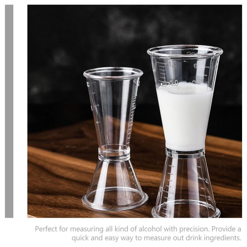 ULTECHNOVO Lot de 6 tasses à mesurer en plastique à double doseur à cocktail à long manche