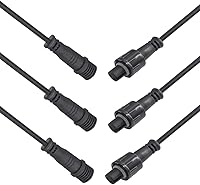 Vista 7 de Conector impermeable de 2 cables, conector LED macho hembra de 16 AWG de 2 pines con cable de extensión IP65, 7.9 in para automóvil, tira de luces