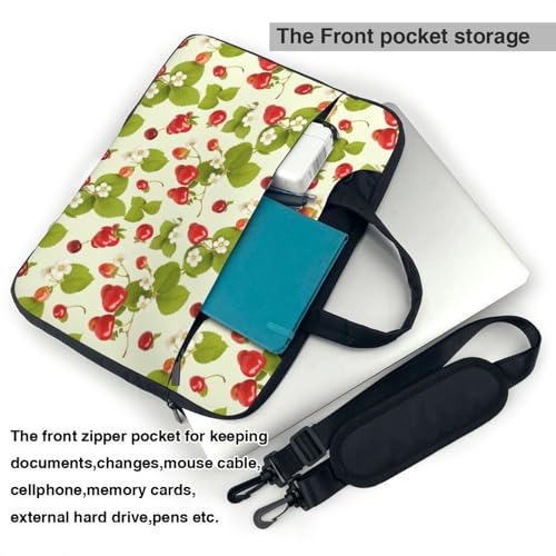 Bolso delgado para laptop con correa patrón fresa miniatura 2