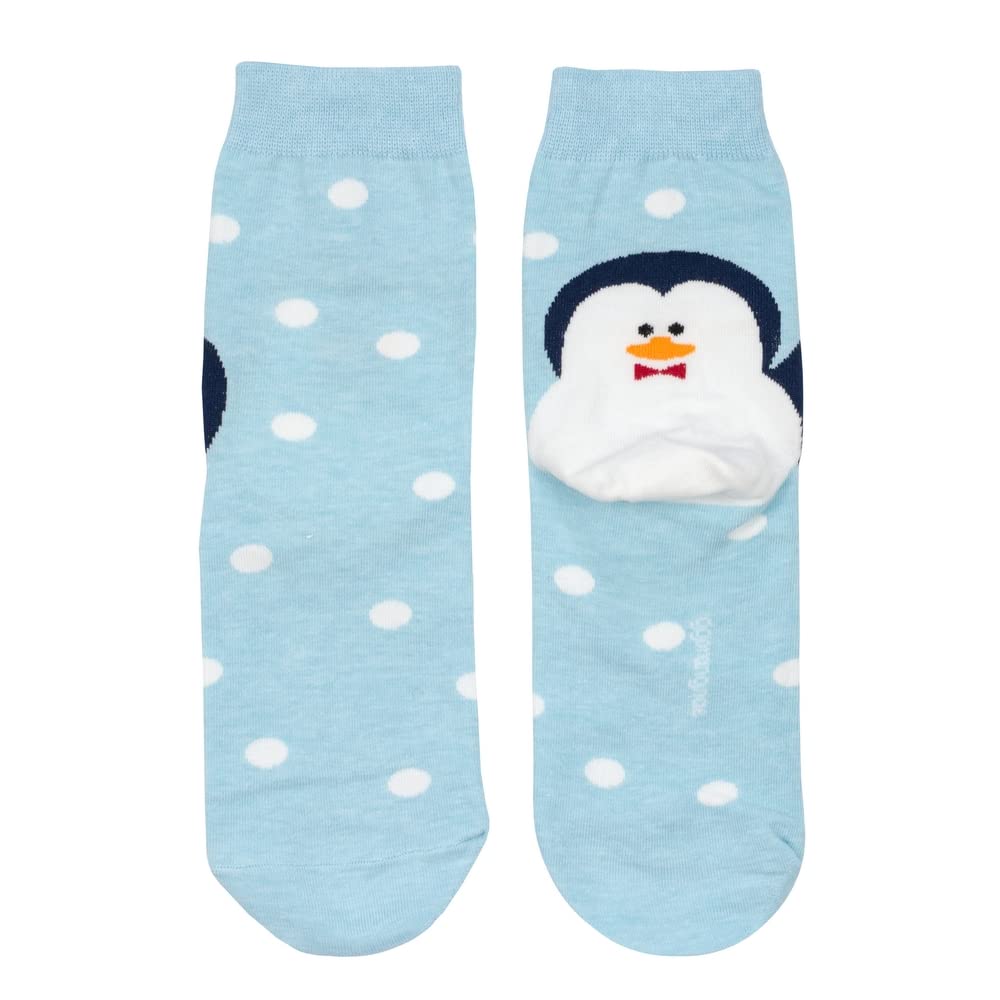 Joe Cool Unisex Blue Cotton Blend Socks With Lovable Penguin Motif In