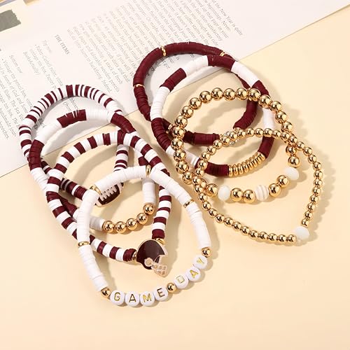 Game Day Bracelets for Women, Stackable Beaded Sports Football Bracelets, Suitable for Women Stretch Bracelets3