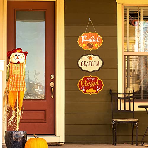 Thanksgiving Welcome Sign, Wooden Blessed Door Sign Fall Hanging Decoration for Home Farmhouse Harvest Thanksgiving Decor - Image 3