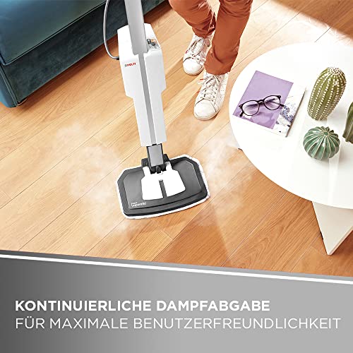 Polti Vaporetto SV610_Style, Dampfbesen und Handreiniger, mit Extra-Dampffunktion, 15 Zubehörteile für alle Oberflächen, vertikale Parkposition, silbergrau