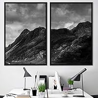 2 Piece Framed Canvas Wall Art Monochromatic Mountains Canvas Prints Home Artwork Decoration for Living Room,Bedroom - 16