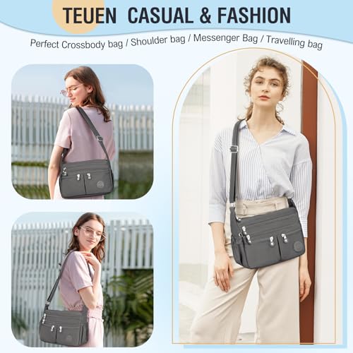 Image of Nylon Crossbody Bags for Women Waterproof Lightweight Large Travel Purses Multi-Pocket Pocketbooks Shoulder Bag