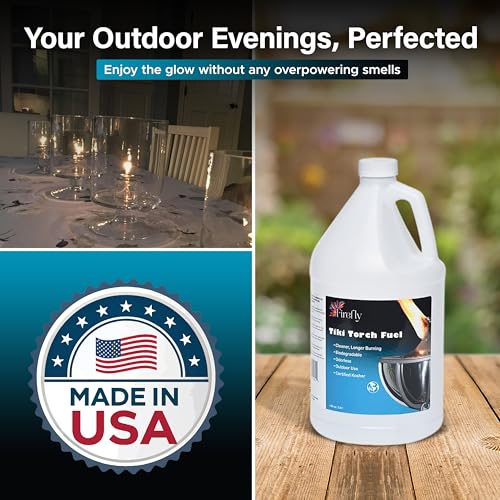 Image of Firefly Fuel Tiki Torch Lamp Oil - 1 Gallon, Clean-Burning, Odorless, Low Smoke - Outdoor Torches, Oil Lamps & Tabletop Fire Pits