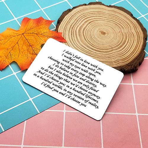 Stainless Steel Engraved Wallet Insert Sentimental Keepsake Personalized Wallet Card For Him Husband Boyfriend Gifts For Anniversary Birthday, I Walked Into Love With You Metal Wallet Card For Men #TOP2