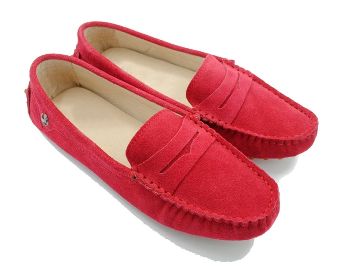 Mocasines planos de piel de ante para mujer, cómodos, casuales, para caminar, para conducir, mocasines, zapatos de senderismo