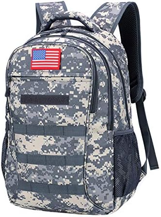 4land Camo Backpack, 40L Boys Backpack for School, Camouflage MOLLE Bookbag with USB Charging Port