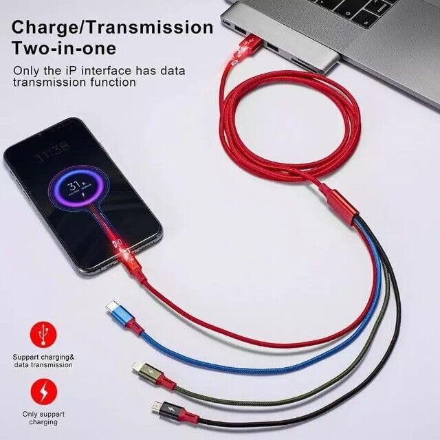 Cable de carga múltiple USAMS contra enredos con conectores Tipo C y Micro USB 7