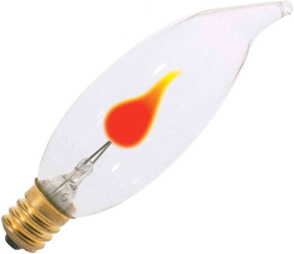 Satco S3756 120V 1/Card Candelabra Base 2-3-Watt Flicker Bulb, Clear