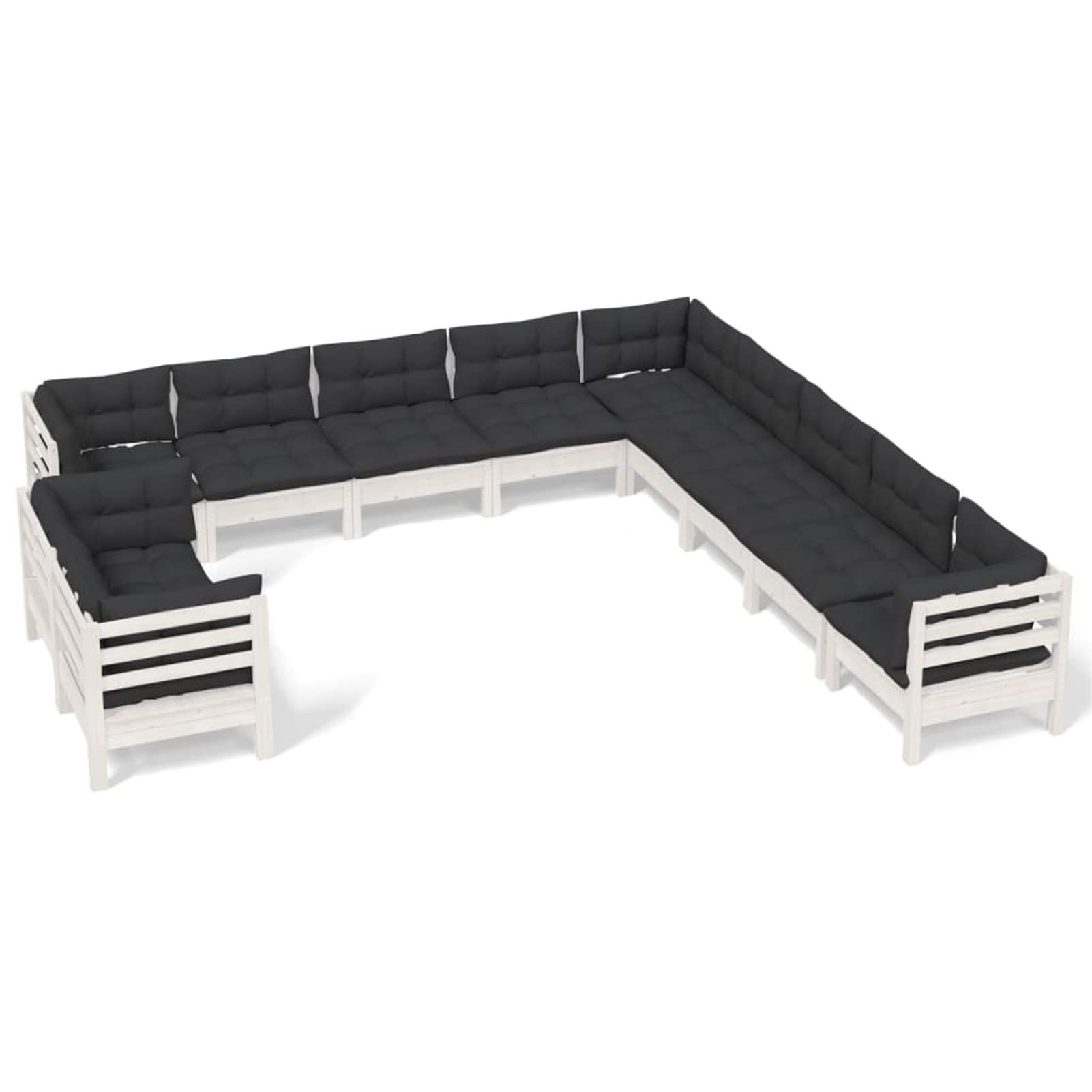 Muebles de jardín 11 pzas y Cojines, Muebles Jardin Exterior, Conjunto Jardin Exterior, Sofa Y Sillones Jardin, Set De Jardin Exterior, Conjunto Terraza Moderno, Blanco Madera Maciza Pino