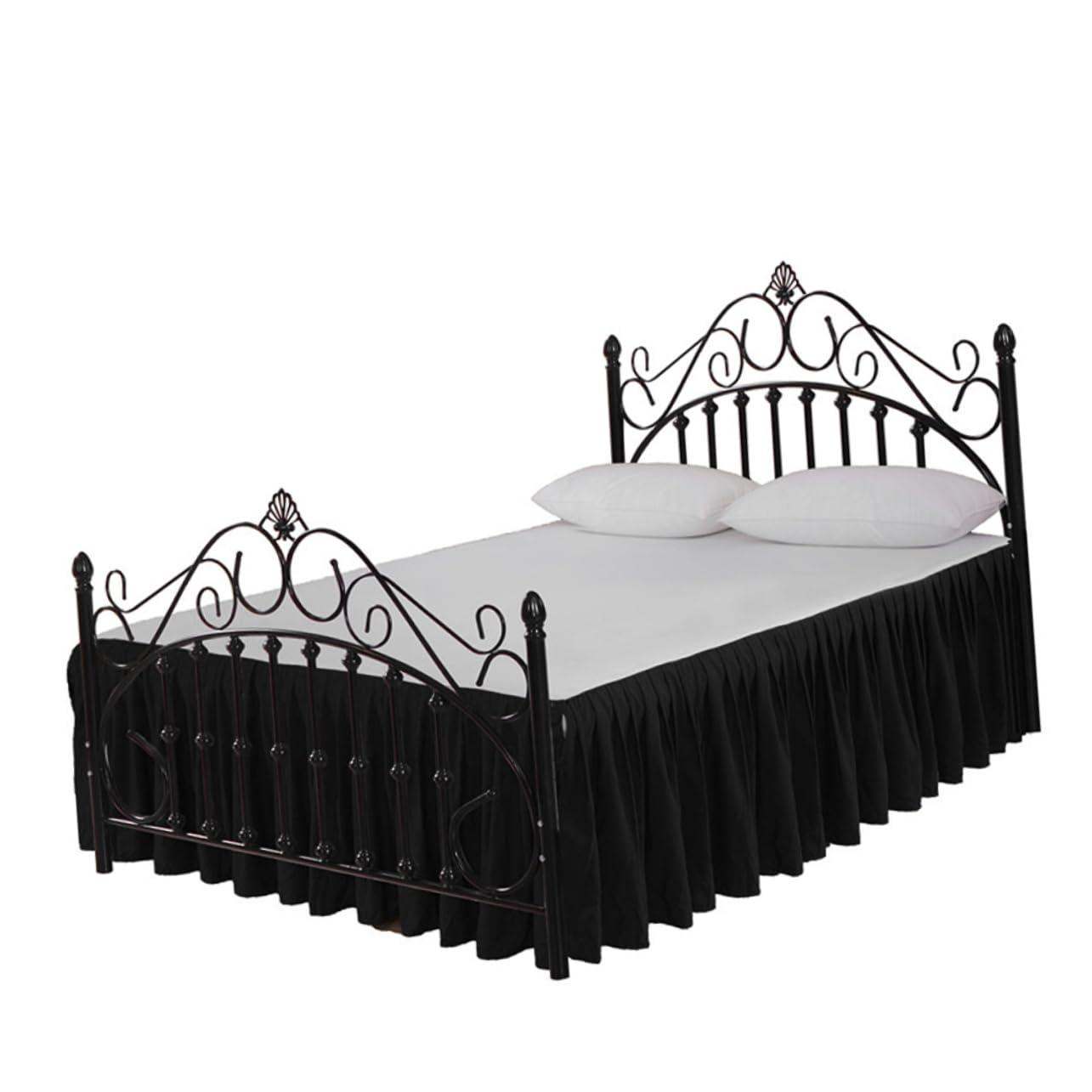 Jupe de lit lit simple Cabilock bouffante décoration intérieure coton polyester noir