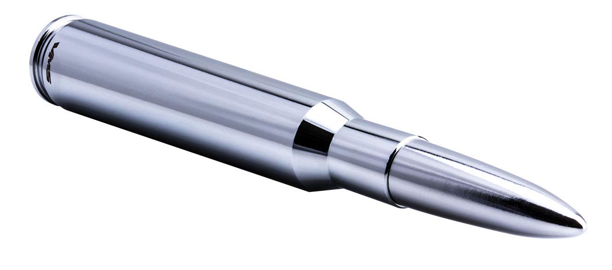 VMS Racing 50 Cal Caliber CHROME CHROME TIP BULLET ANTENNA in Heavy Gauge CNC Machined Billet Aluminum Short Compatible with GMC SIERRA 1500 2500 3500 07-19