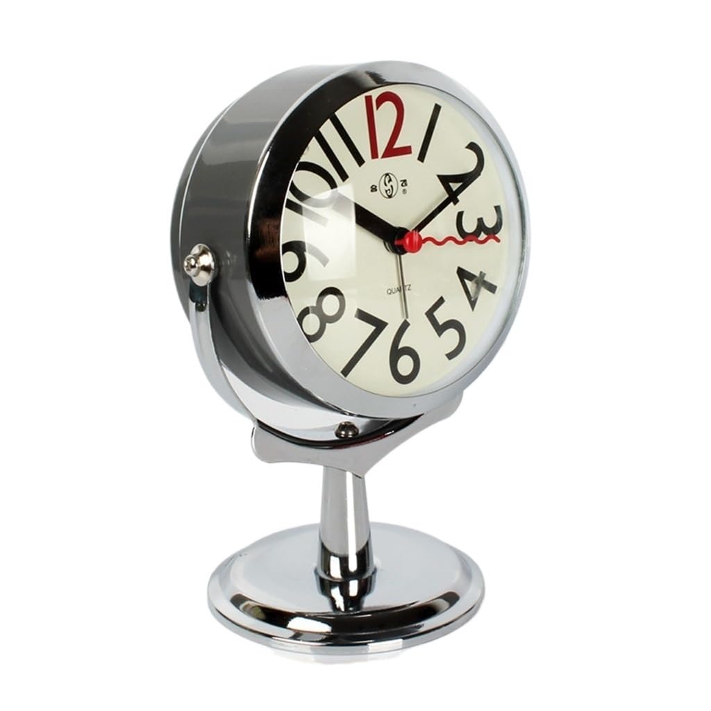 HRWLY Office Desktop Alarm Clock Small Rotated Student Lovely Mini Mute Bedside Bedroom Luminous(A)