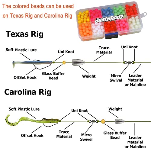 Qualyqualy Fishing Beads Assorted, Plastic Glass Fishing Beads Red Yellow Mix Color Luminous Glow Fishing Beads 6.5Mm 800Pcs #TOP5