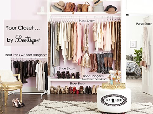 The Original Boot Hanger - Shoe Storage Space Saver (Set of 3); Boot Hanger, Boot Holder, Boot Clips (Silver)