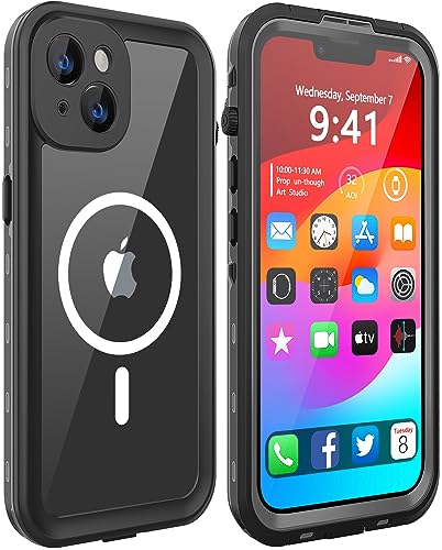 LOVE BEIDI Design for iPhone 14 Waterproof Case Full Body Shockproof Dust Proof Phone Case Cover with Screen Protector - Black