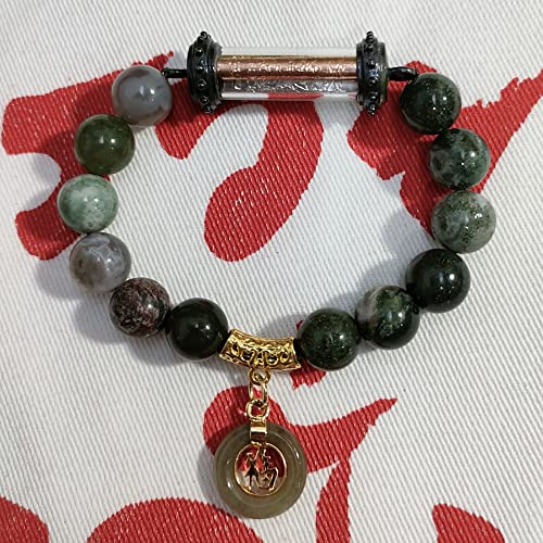 Image of Heavens Tvcz Multi-Color Jade & Takrut Prosperity Bracelet - 6″ Elastic Talisman for Wealth, Luck & Love