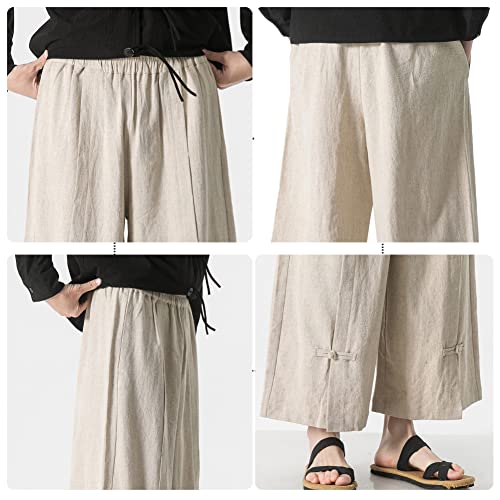 Prijouhe Mens Casual Linen Pants Baggy Pants Lightweight Elastic Drawstring Waist Harem Pants #TOP5
