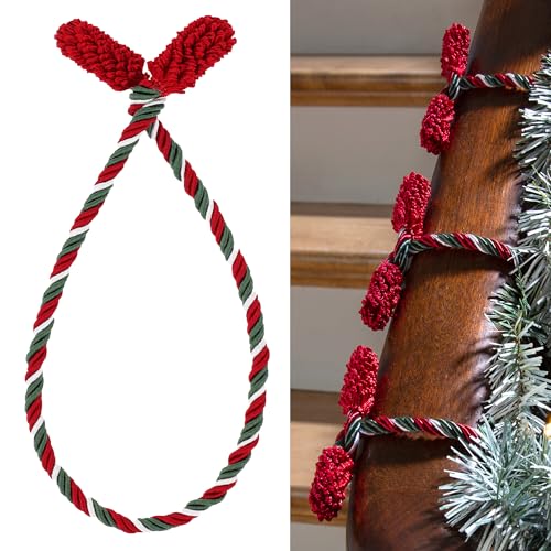 Haute Decor Decorative Garland Ties, 6 Pack, 20 inches (Red/Green/White) - Hang Garland, Lights, Decorations