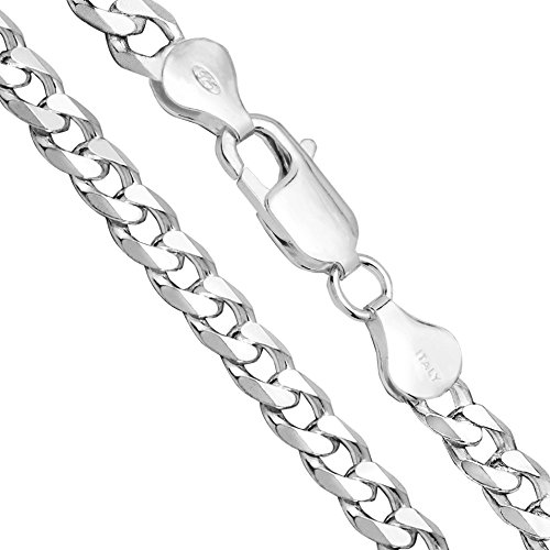 Honolulu Jewelry Company Solid Sterling Silver 4mm 6mm 7mm or 7.5mm Cuban Curb Link Chain Necklace or Bracelet For Men Lobster Clasp Made in Italy, 7.5" - 28"2