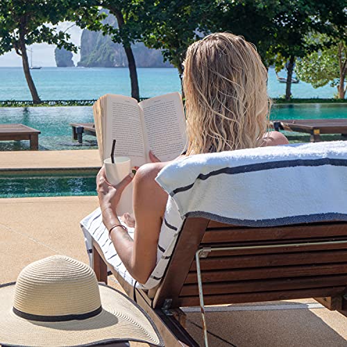 Arkwright Las Rayas Chaise Lounge Cover - (Pack Of 2) 100% Cotton Terry Towel Pool Chair Covers For Outdoor Beach Furniture, 30 X 85 In, Dark Grey #TOP2